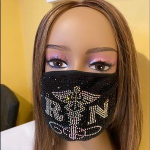 RN Nurse Bling Rhinestone Reusable Face Mask